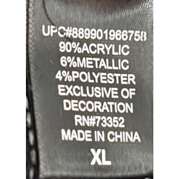 Women’s Black White Meowy Christmas Cat Pullover Sweater Snowflakes Size XL - Picture 4 of 5